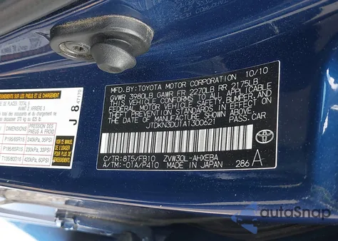 2010 Toyota Prius Ii from USA, damaged, VIN JTDKN3DU1A1300621